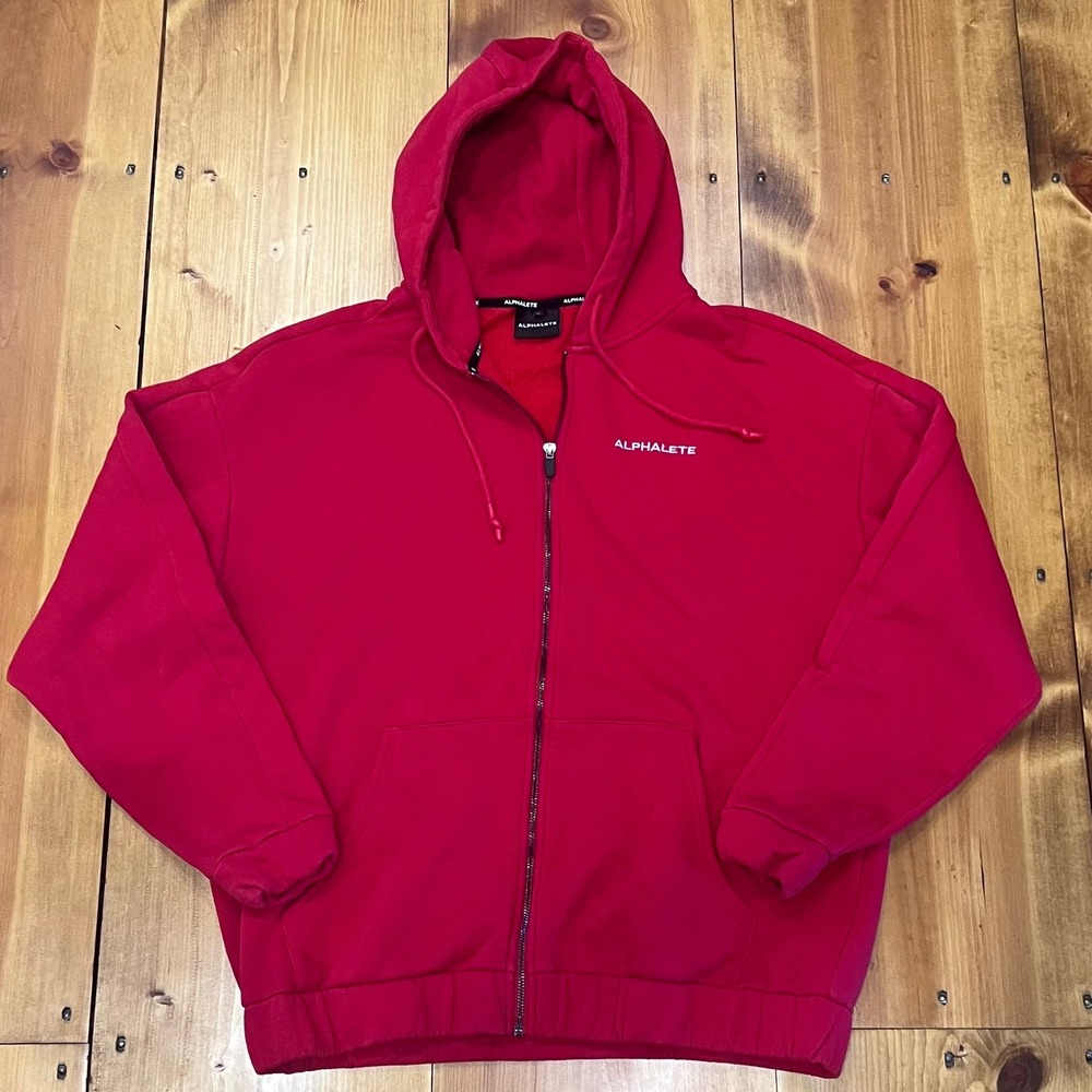 Alphalete Capital Zip Hoodie Red/White Men's Size XL - Full Zip‎ Jacket A10